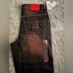 Zumiez VITROL Black and red wideleg goth rave Jeans